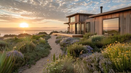 Coastal Home at Sunset