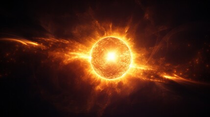 Fototapeta premium Sun in the vast darkness of space, bright solar corona, vibrant light