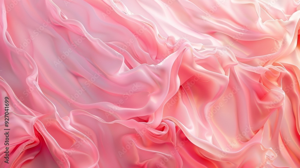 Aufkleber Soft pastel wave texture in coral with fluid abstract shapes and smooth transitions