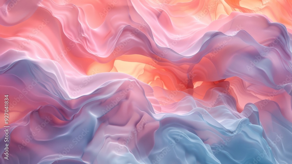 Aufkleber smooth fluid coral wave texture in pastel colors forming abstract patterns