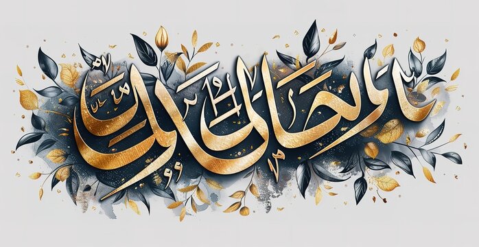 A beautiful calligraphy of Arabic letters and gold leaf