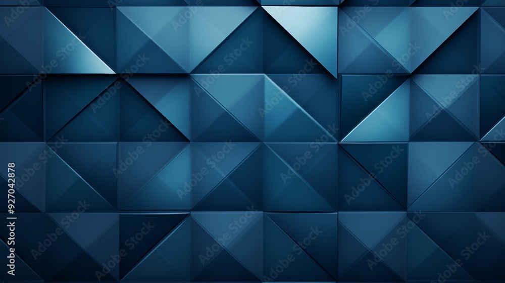 Poster photograph of a modern abstract blue background with interlocking diamonds and squares in a complex geometric pattern, reminiscent of the Bauhaus design movement. 