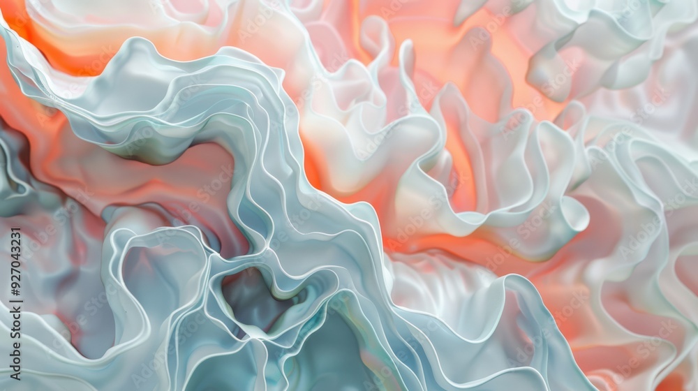 Leinwandbilder pastel coral texture with abstract fluid wave patterns and soft hues