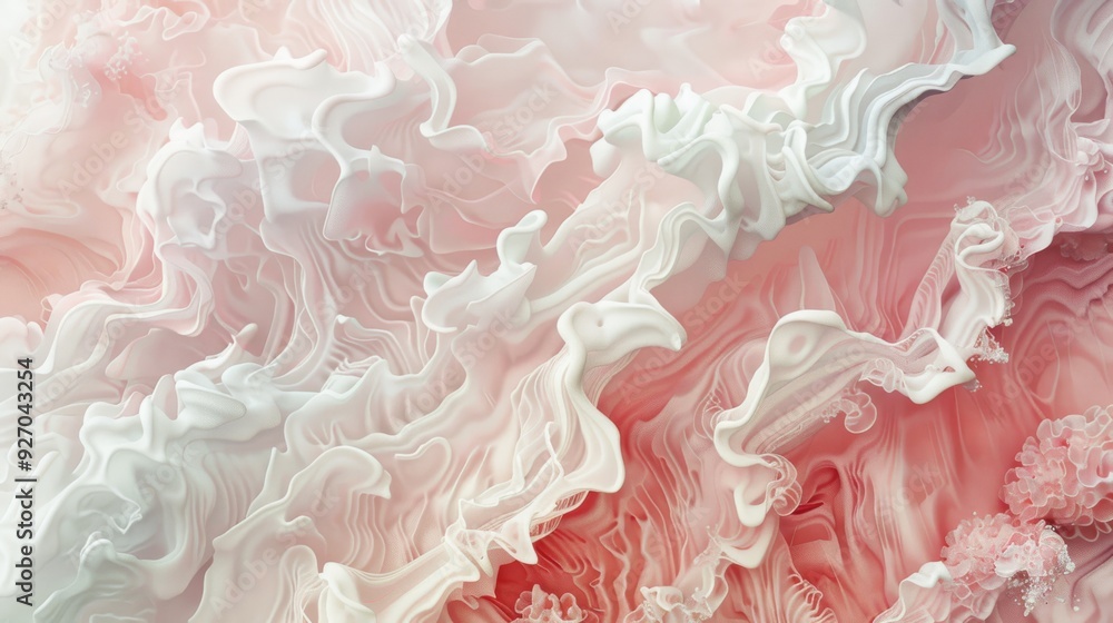 Fototapete pastel coral texture with abstract fluid wave patterns and soft hues