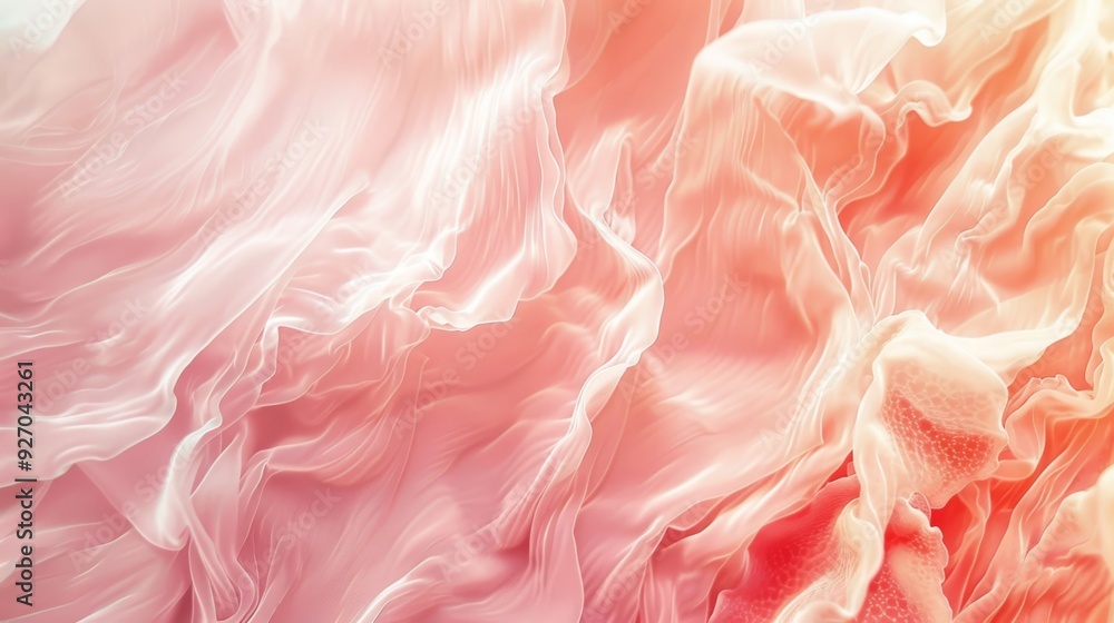 Poster Pastel coral texture with abstract fluid wave patterns and soft hues