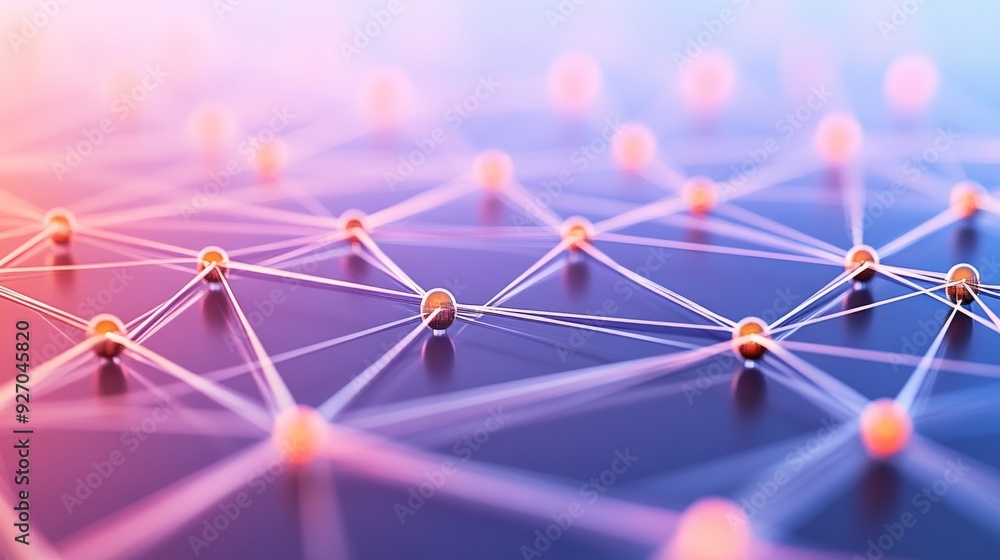 Poster Digital web of information with highlighted nodes
