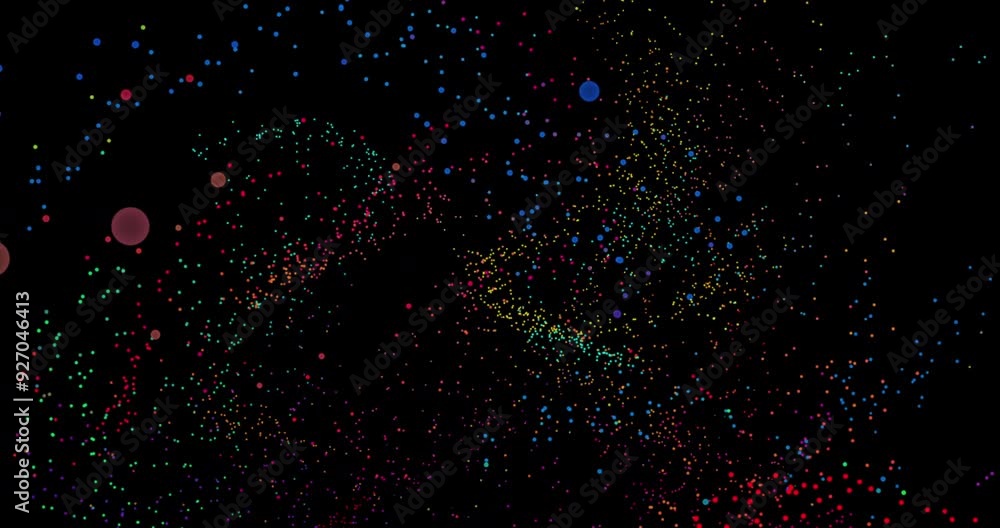 Aufkleber glitter, colour and particles or dark background for movement, universe wallpaper and 3d abstract or