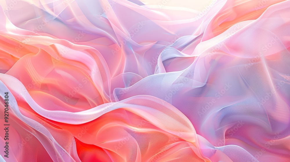 Poster Abstract coral wave texture in pastel colors creating fluid and smooth shapes
