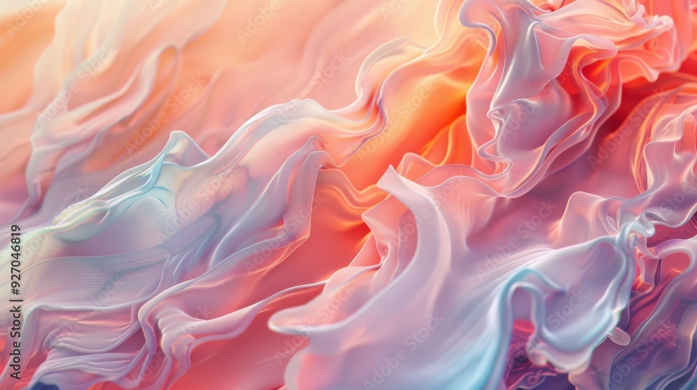 Poster abstract coral wave texture in pastel colors creating fluid and smooth shapes