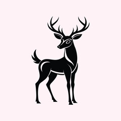 Deer silhouette vector art illustration.