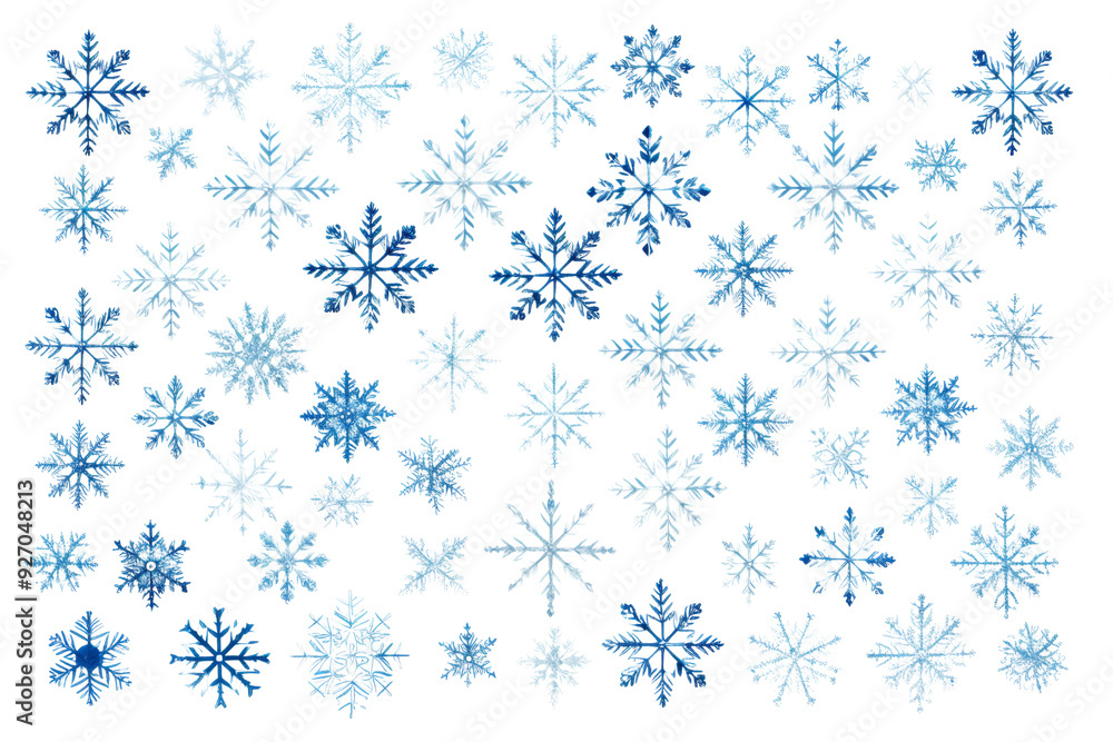 Aufkleber numerous unique snowflake shapes and sizes isolated on white background