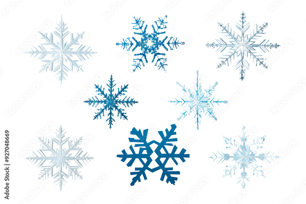 Aufkleber Variety of snowflake forms and patterns Isolated on white background