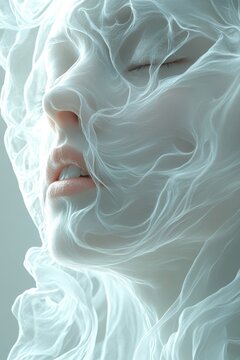 Romeriocastro 8h ethereal and mysterious face, ghostly abstract, soft light glows around the face