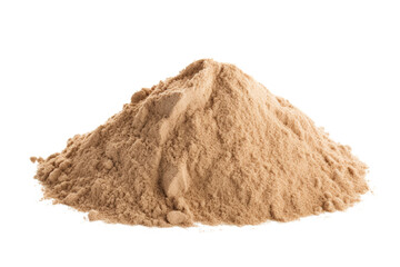 A high pile of desert sand with sharp, defined edges and a fine grain, Isolated on white background