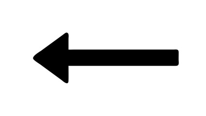 a black arrow pointing to the left. It has a solid, bold design with a triangular arrowhead on the left side and a straight line extending to the right