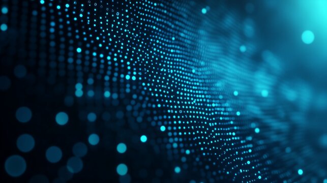 A smooth blue gradient background filled with glowing particles creating depth