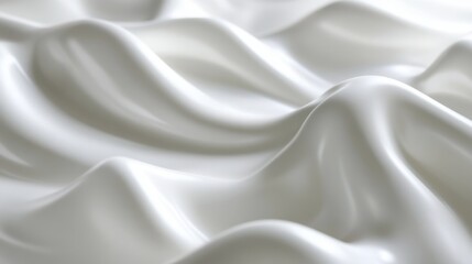 Obraz premium 3D rendering of white milk waves, with smooth curves and swirls. Abstract background with a liquid texture for product presentation. 