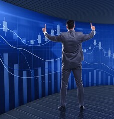 Man in stock exchange trading concept