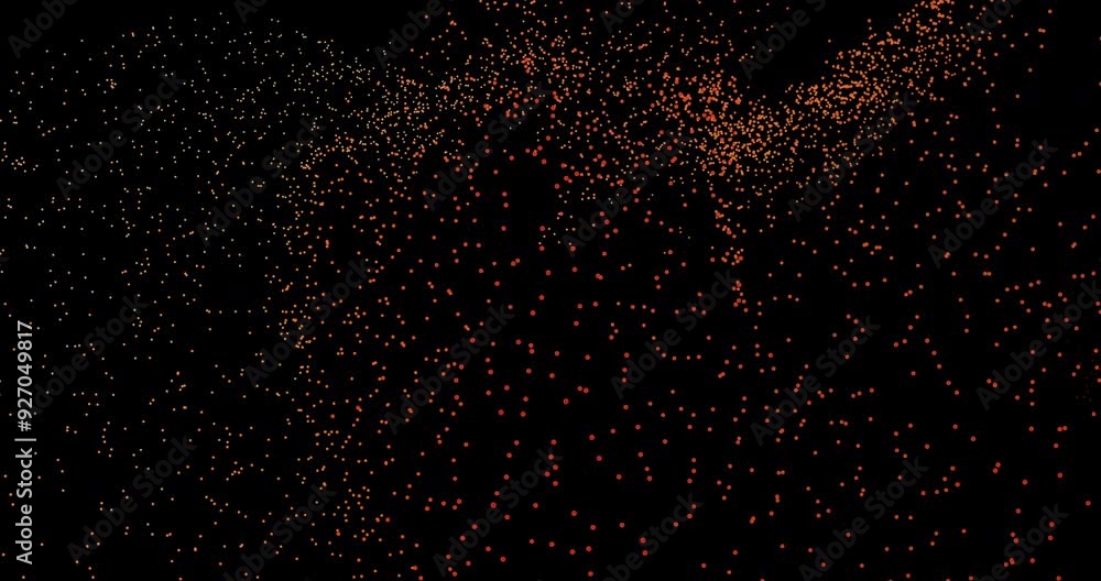 Poster glitter, red particles and dark background for motion, wallpaper and universe abstract or star const