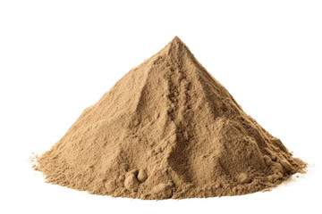 A triangular pile of desert sand with distinct layers and textures, Isolated on white background