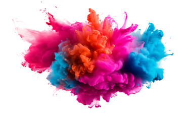 Fototapeta premium Dynamic burst of colorful powder in mid-air Isolated on white background