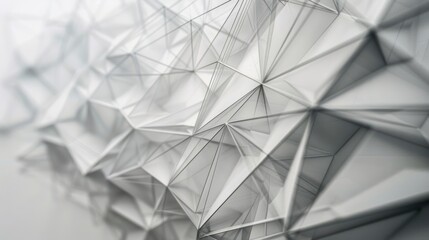 Abstract Geometric Pattern with Triangles and Lines in White.