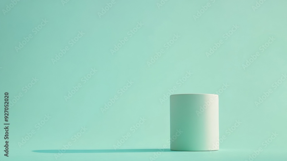Poster pastel green perfume bottle on smooth surface tranquil and refreshing scene with space for branding 