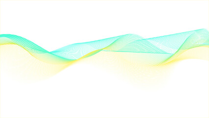 A blue and green wave with a white background. Abstract wave design element Blue and green wave flow background