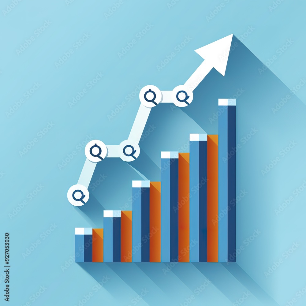 Poster a graph with a white arrow pointing upwards