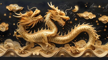 Obraz premium Enchanting Chinese Dragon SVG for Laser Cut and Digital Crafts