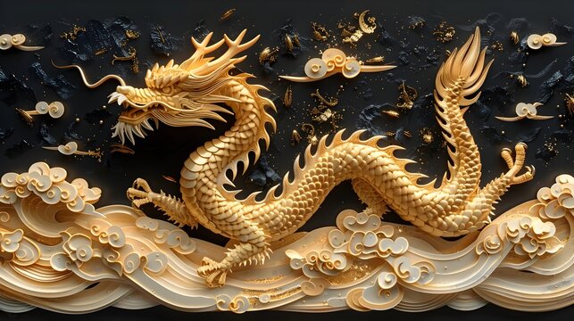 Majestic Chinese Dragon Digital SVG Art for Crafting and Laser Cutting