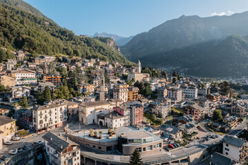 Alpine village of Chiesa in Valmalenco - Province of Sondrio, Valtellina. Italian Alps