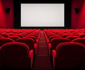 Fototapeta premium cinema auditorium with red chairs
