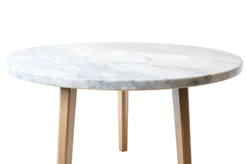 Round Marble Table with Wooden Legs