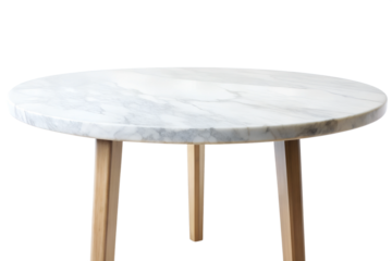 Round Marble Table with Wooden Legs