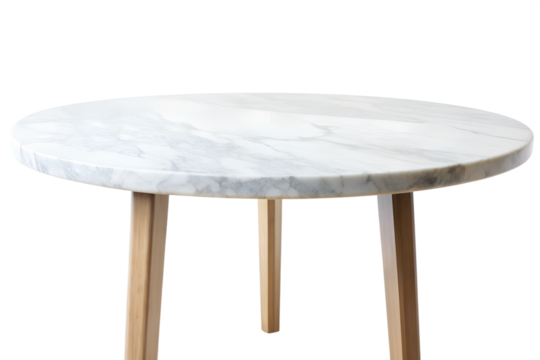 Round Marble Table with Wooden Legs
