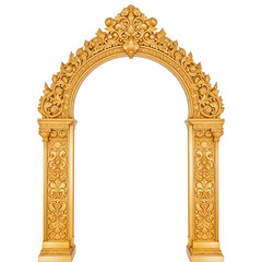 Fototapeta premium 3d gold arch with ornamental texture carving, golden gate