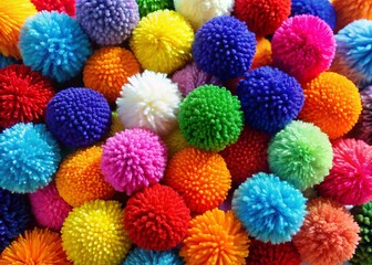 playful bright colorful playful knit pom poms