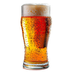 Front view of a session lager in a pilsner glass isolated on a white transparent background