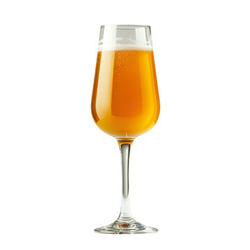 Front view of a saison in a flute glass isolated on a white transparent background