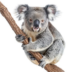 Naklejka premium Koala Bear on Branch. translucent