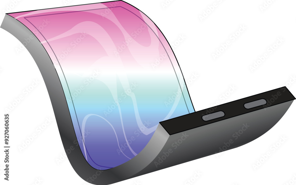 Aufkleber smartphone with a flexible display is bending in half showing its transparent screen
