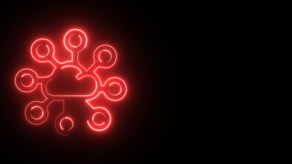 Outline neon molecule icon. Glowing neon molecular structure sign, chemical compound pictogram. Medical and biology research, molecular model, protein and hormone, biotech. Vector icon set for UI