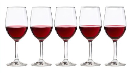 Glasses of red wine isolated on white background