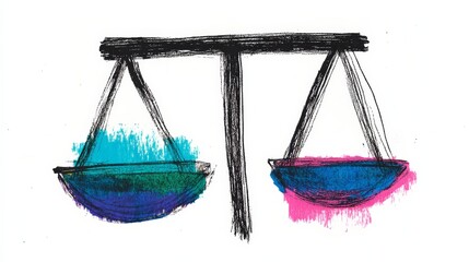 A unique and artistic hoodie design for the Libra zodiac sign featuring balanced scales in a harmonious color blend of blues and purples representing justice and balance