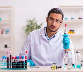 Young male chemist working in the lab