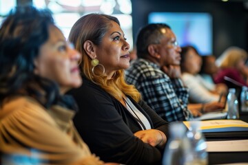 Engaged Adult Learners in a Professional Digital Marketing Seminar Taking Notes and Interacting