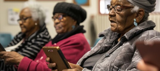 Fototapeta premium Seniors Engaging in Tablet Technology Workshop for Online Communication Learning