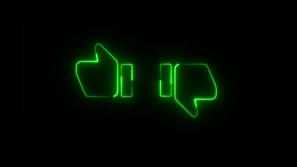 neon yes no icon thumb up down .Thumbs up and thumbs down. Like or dislike. illustration line icon.
