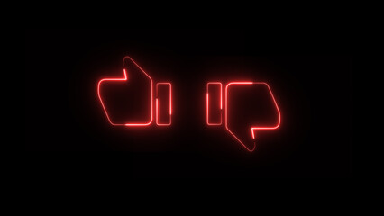 neon yes no icon thumb up down .Thumbs up and thumbs down. Like or dislike. illustration line icon.
